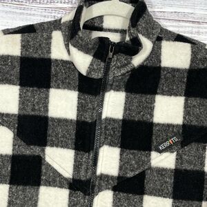 Vtg Kerrits Fleece Vest Zip Riding Equestrian Buffalo Check Black White Med USA